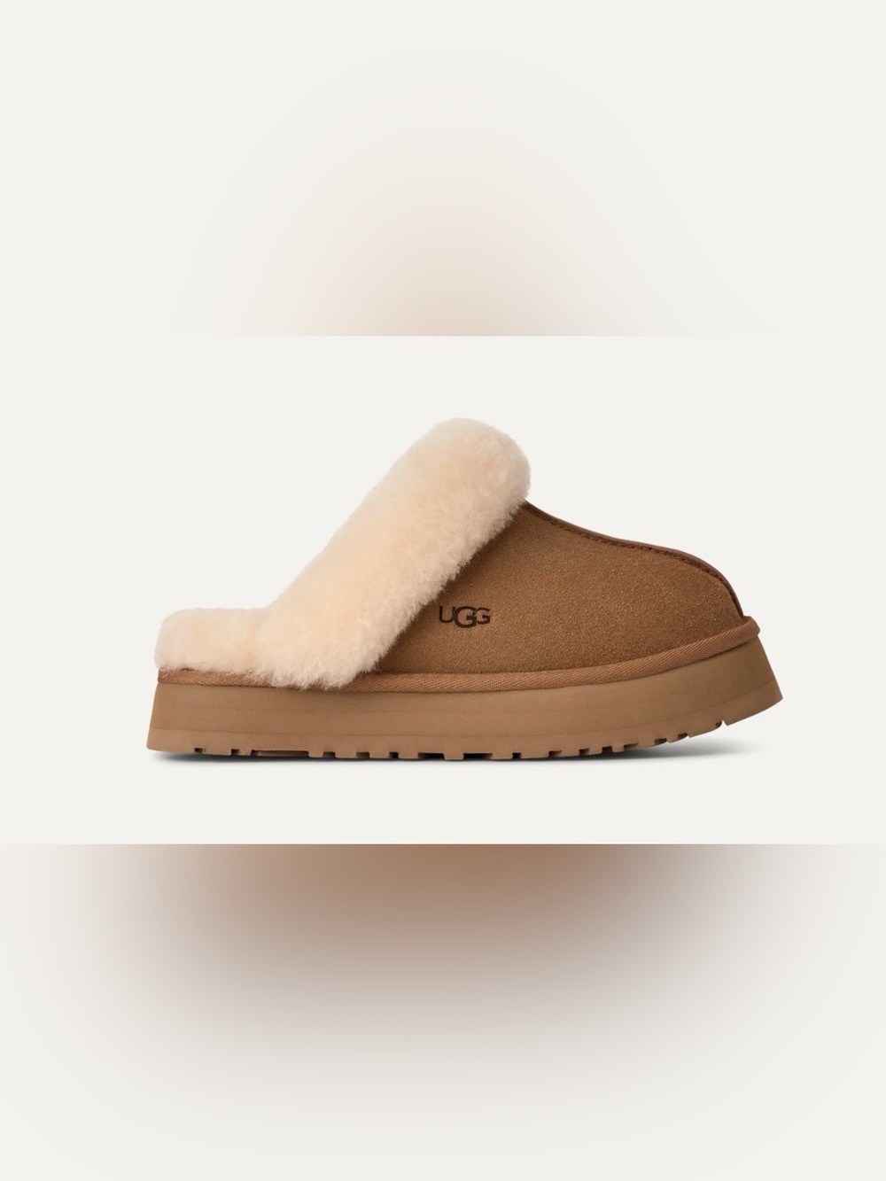 UGG Disquette Women's Sz 8 Chestnut Suede Shearling Slip-On Clog shoes